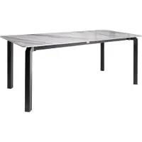 Beliani FELETTO - Tuintafel - Zwart/Grijs marmer - 180 x 90 cm - Steen