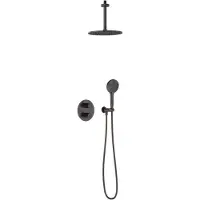 May Thermostatische Inbouw Doucheset - Plafondbuis - 3-standen Handdouche - Wandhouder - Geborsteld Carbon Black PVD - Messing - Kranen, Douchekranen, - Kranen, Douchekranen, Douchesets, Inbouw