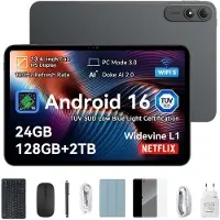 Oscal Pad 200 Tablet - 24GB RAM - 128GB ROM - 13.4 Inch Full HD - 8300mAh AI Tablet - Android 16 - Met Toetsenbord(QWERTY), Beschermhoes, Muis, Stylus - Zwart