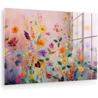 MuchoWow Glasschilderij 60x40 cm - Schilderij acrylglas - Schilderij - Bloemen - Abstract - Kleurrijk - Foto op glas - Muurdecoratie woonkamer - Wanddecoratie slaapkamer - Schilderijen