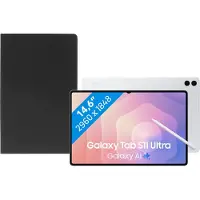 Samsung Galaxy Tab S11 Ultra 14,6 inch 256GB Wifi Zilver + BlueBuilt Book Case Zwart