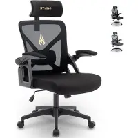 Symino BGY bureaustoel Ergonomisch ontworpen zitting met hoge dichtheid en Alcantara-vulling, verstelbare hoofdsteun en armleuningen, gamingstoel, zwart