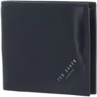 Ted Baker Leren portemonnee Prugs Embossed Corner Leather Bifold Coin Wallet Navy donkerblauw