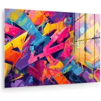 MuchoWow Glasschilderij 120x80 cm - Schilderij acrylglas - Abstract - Vormen - Kleurrijk - Foto op glas - Muurdecoratie woonkamer - Wanddecoratie slaapkamer - Schilderijen