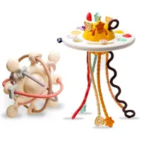 Bitey - Duo Set - Rammelaar & Ufo Speelgoed Set - Montessori - Ontwikkeling - Fijne Motoriek - Hoogwaardige Kwaliteit - 3 tot 24 maanden - Baby Speelgoed - Grijp- en Bijtspeelgoed