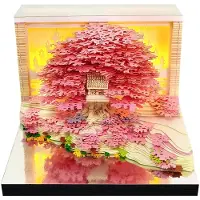 LONGZIMING -3D-Kalender 2026 - Hoogwaardig Speciaal Papier En Acryl - Magisch Boomhuis-Design Met LED-Verlichting - 1X - Bureau Decoratie Roze