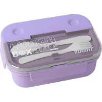 Cheffinger , Voedselcontainer 700ml 3 Compartimenten met Lepel en Vork, Paars