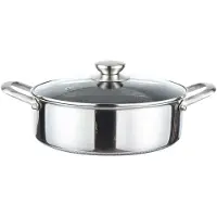 Cheffinger , Sauteerpan 28 cm met honingraatcoating, deksel en roestvrijstalen handgrepen, Zilveren