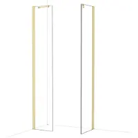 Maxaro Diamond Inloopdouche | 50x40 cm Glanzend lichtgoud Helder glas 2 vaste wanden