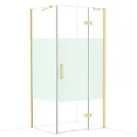 Maxaro Diamond Douchecabine | 100x80 cm Glanzend lichtgoud Helder met matte strook Draaideur Rechthoek