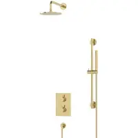 Maxaro Radius Regendouche Inbouw | Glanzend lichtgoud 20 cm Regendouche Thermostatisch