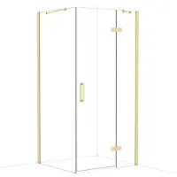 Maxaro Diamond Douchecabine | 100x90 cm Glanzend lichtgoud Helder glas Draaideur Rechthoek