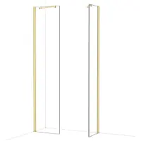 Maxaro Diamond Inloopdouche | 50x40 cm Glanzend lichtgoud Helder glas 2 vaste wanden