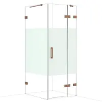 Maxaro Diamond Douchecabine | 90x80 cm Glanzend koper Helder met matte strook Draaideur Rechthoek