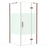 Maxaro Diamond Douchecabine | 100x100 cm Glanzend koper Helder met matte strook Draaideur Vierkant