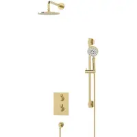 Maxaro Radius Regendouche Inbouw | Glanzend lichtgoud 20 cm Regendouche Thermostatisch