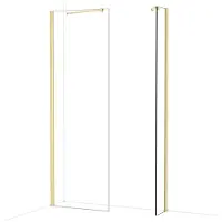 Maxaro Diamond Inloopdouche | 70x30 cm Glanzend lichtgoud Helder glas 2 vaste wanden