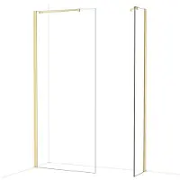 Maxaro Diamond Inloopdouche | 90x40 cm Glanzend lichtgoud Helder glas 2 vaste wanden
