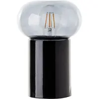 Brilliant Zwarte tafellamp Knut met smoke glas