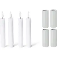 Novaliv 4x magnetische kaarsenhouders 2,8x7,5cm witte kaarsenhouder met stokje LED premium echte wax kaars flikkerende vlam kersttafeldecoratie adventskrans woonkamerdecoratie
