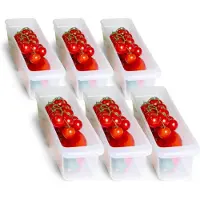 Novaliv 6X koelkastorganizer 30,5 x 7,5 x 8 cm BPA-vrije organisatie Gemaakt in Duitsland Voedselveilige koelkastorganizer Groenten Vaatwasserbestendig Organisatiesysteem Koelkastflesorganizer