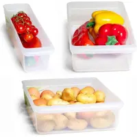 Novaliv Koelkastset van 3 organizers Koelkast Klein + Middel + Groot BPA-vrij Keukenorganisatie Keukenorganizer Koelkastorganizer Voedselveilige flessenorganizer Opbergvak Koelkastvak
