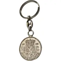 Zeeuws Meisje - Sleutelhanger rijksdaalder verzilverd - jaartal 1992 - cadeau geboortejaar of jubileum cadeau