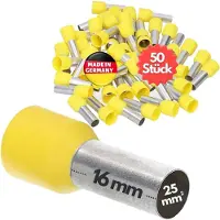 Kalitec 50 stuks AE2516GE adereindhulzen geïsoleerd 25mm² 16mm lang geel I Made in Germany I Industriële kwaliteit