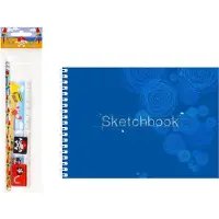 Hobby A3 schetsboek/tekenboek - 20 pagina's - met piraten thema tekenset - 4-delig