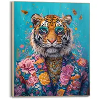 Reinders Schilderij Aangeklede tijger - 40 x 50 - Hout -