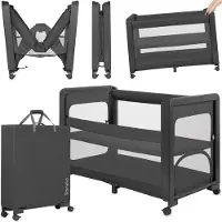 Lionelo Patty - 5-in-1 Baby bed & Co Sleeper – Reisbed, Box & Kinderbed – Campingbedje - T25-Matras – 2 Hoogtes – Wielen – Mesh – Transporttas