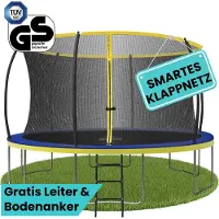 Zero Gravity trampoline Ø 366 cm – kindertrampoline met slim opvouwbaar veiligheidsnet – incl. ladder en grondankers – max. 150 kg - ronde tuintrampoline - Ultima 4 Fun Edition