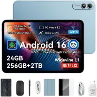 Oscal Pad 200 Tablet - 24GB RAM - 256GB ROM - 13.4 Inch Full HD - 8300mAh AI Tablet - Android 16 - Met Toetsenbord(QWERTY), Beschermhoes, Muis, Stylus - Blauw