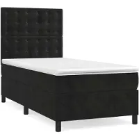 Syfax Boxspring met matras fluweel zwart 90x190 cm
