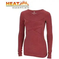 Heat Essentials Thermoshirt Dames- Merinowol - Rood-S - Thermokleding Dames- Thermo Ondergoed Dames