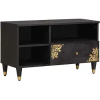vidaXL TV Kast met lade Zwart 80 x 33 x 46 cm Massief Mango Hout