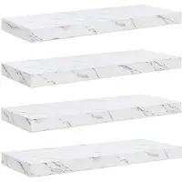 vidaXL Wandplank 4 st Wit Marmer 60 x 23,5 x 3,8 cm Bewerkt hout
