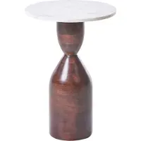 Beliani WALLULA - Bijzettafel - Bruin - Mangohout/Marmer