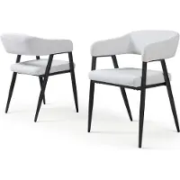En.casa Eetkamerstoelen 'Kohlmand', set van 2, bekleed met gestructureerde stof, lichtgrijs