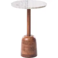 Beliani HARTWELL - Bijzettafel - Bruin - Mangohout/Marmer
