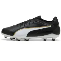 Puma King 20 Ultimate Gras Voetbalschoenen (FG) Zwart Wit Goud