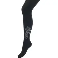 Bonnie Doon Maillot Bio Cotton met Roos motief op enkel Zwart maat l/XL 40/44- Rozen patroon - Katoen - warm - winter - mode - dames maillot zwart - Draagbaar - casual - Black - BP251901.101