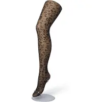 Bonnie Doon Dames Panterprint Panty 20 Denier Zwart maat L/XL - Chique Panty - Leopard Dessin - Brede Boord - Comfort - Panter Print - Dieren Print - Panther Tights - Feestelijk - Black - BP201909.101
