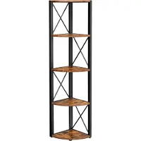 Vasagle Hoekkast 5-laags - Industrieel Wandrek - Multifunctioneel en Ruimtebesparend – Bruin/Zwart