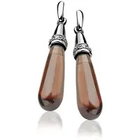Zinzi zilveren oorhangers bruin ZIO928BR