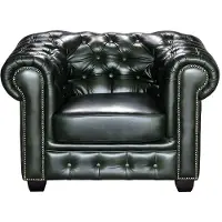 LINEA SOFA Fauteuil chesterfield BRENTON 100% buffelleer - empire groen