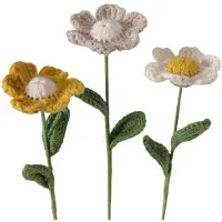 Boltze - Set van 3 - Gehaakte Bloemen - Bloemen - Kunstbloem - Handgemaakt - 30 cm - Beige,Crème,Geel