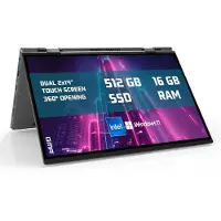 GMR - DUAL YOGA 360° Laptop - 2 x 14 Inch 2.2K Dual Touchscreen + Toetsenbord Cover - Intel N100 - 16GB DDR4 RAM - 512GB SSD - Windows 11 voor Thuis, Office en Studie Notebook