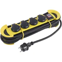 Q-Link stekkerdoos - 4-voudig - randaarde - CM-system - IP44 - 3 x 1.5 mm² - 5 m - geel/zwart