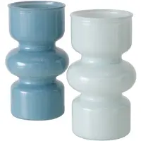 Boltze - Set van 2 - Vaasjes - Vazen - Maika - Glas – Blauw & Lichtblauw 18x10 cm – Glanzend